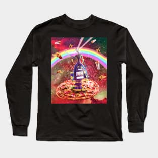 Laser Eyes Outer Space Alien Riding Robot Long Sleeve T-Shirt